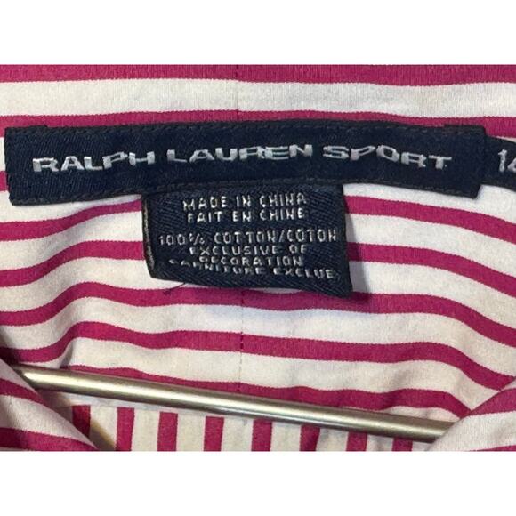 Ralph Lauren Sport · Women's 14 · Pink/White Striped Button-Front Shirt - Picture 5 of 7